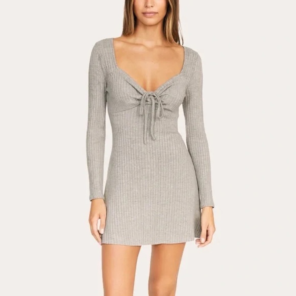Lush Gray Long Sleeve Mini Dress